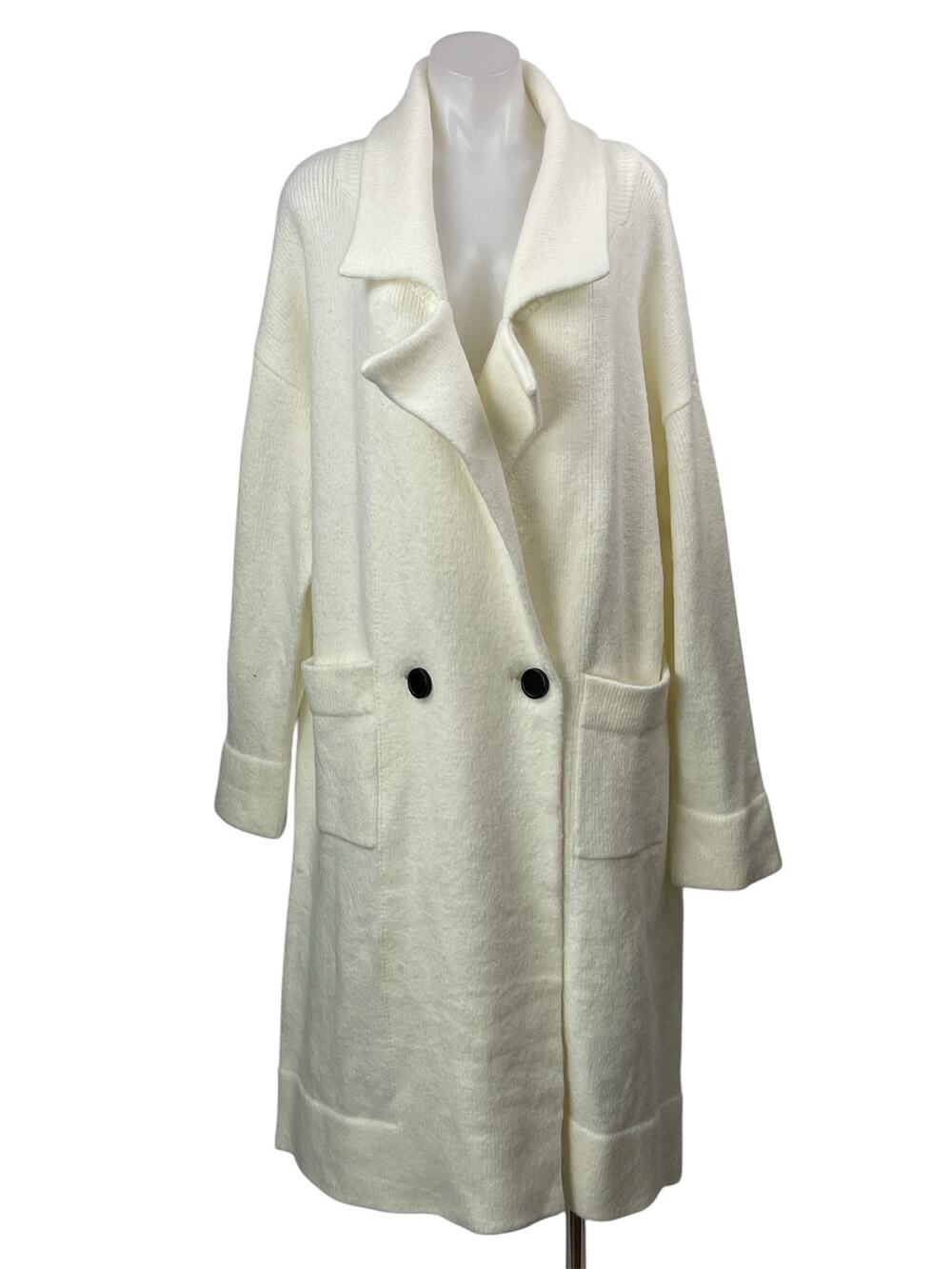 Show Me Your Mumu Melrose Women's White Long Sleeves Knit Sweater Coat Jacket L